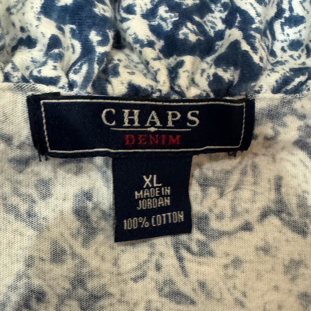 Chaps Blue And White Patterned Ruffled Sleeve Les… - image 5